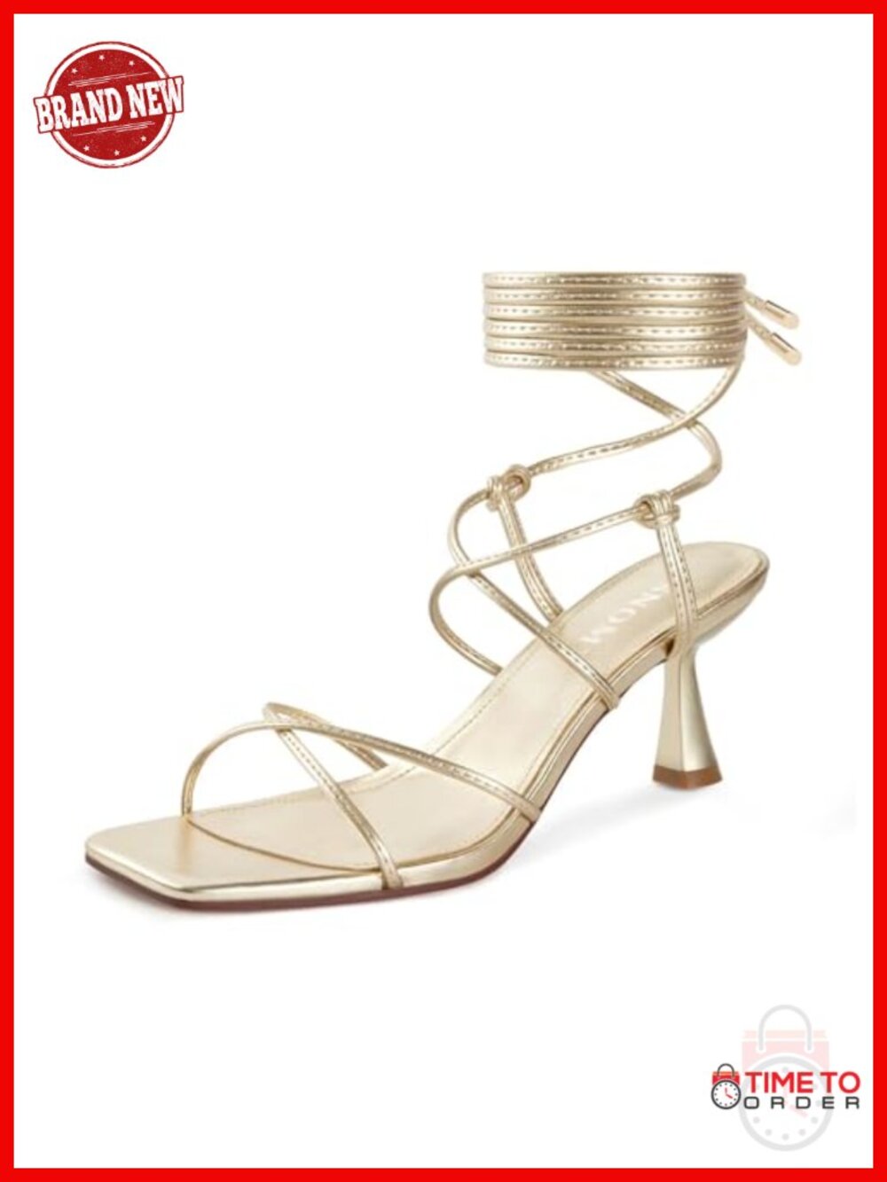 Strappy Kitten Heel Sandals Lace Up Square Toe Heeled Sandal